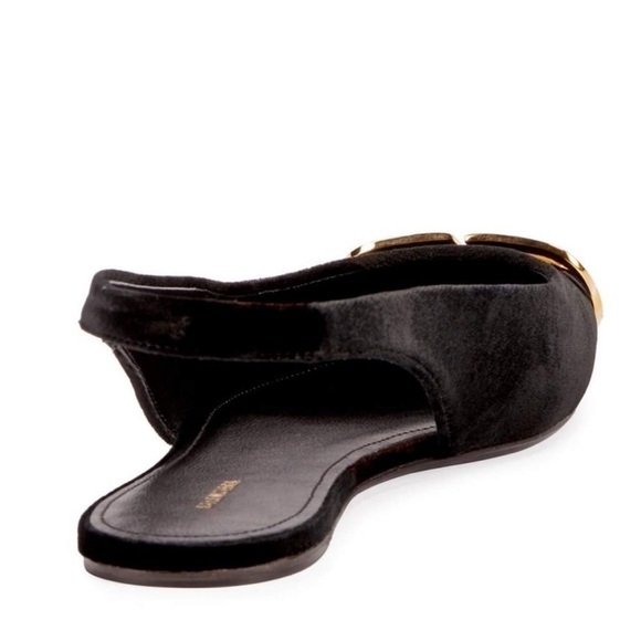 Balenciaga Black Velvet BB Knife Slingback Flats Shoes Pointy Toe Size 8.5 - Picture 2 of 11